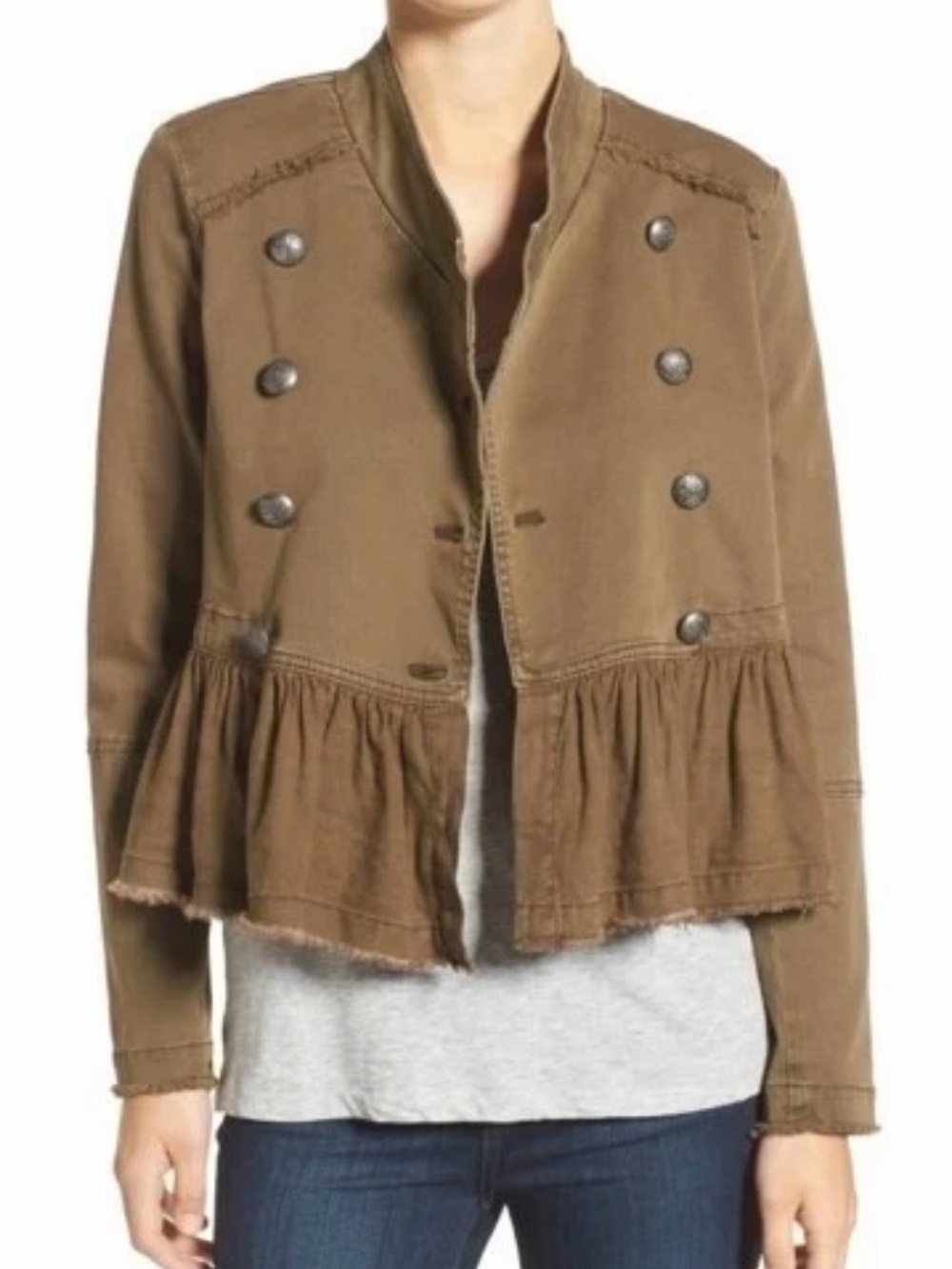 Free People Brown Military Peplum Jacket - Size M